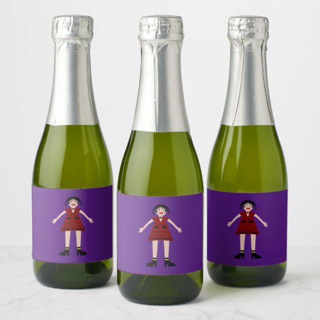 Gothic Halloween Vampire Lady Sparkling Wine Label (Bottles)