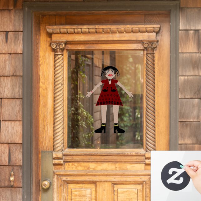 Gothic Halloween Vampire Lady Window Cling (Home Door)