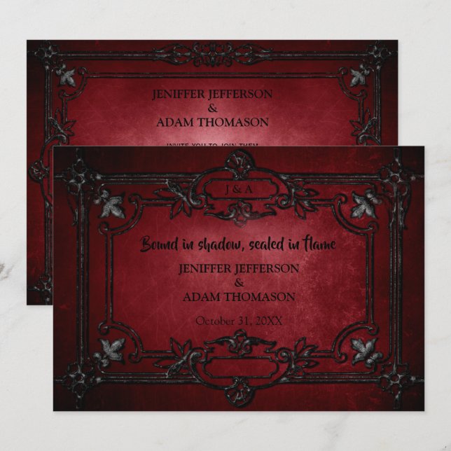 Gothic Halloween wedding invitation (Front/Back)