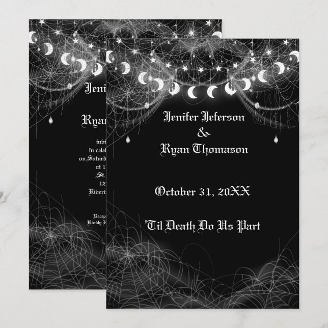 Gothic Halloween wedding invitation (Front/Back)