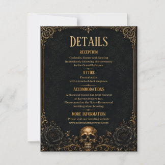 Gothic Halloween Wedding Raven Details Card