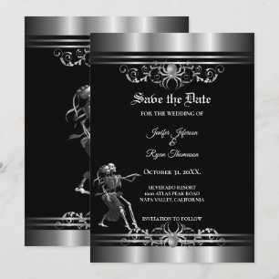 Gothic halloween wedding save the date announcement
