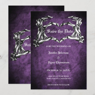 Gothic halloween wedding save the date invitation