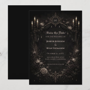 Gothic halloween wedding save the date invitation