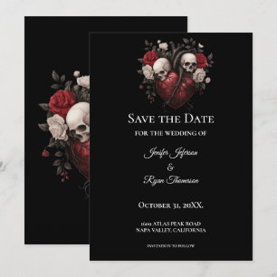 Gothic halloween wedding save the date invitation