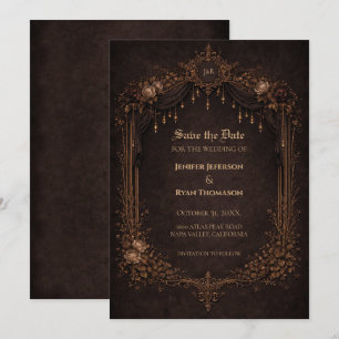 Gothic halloween wedding save the date invitation