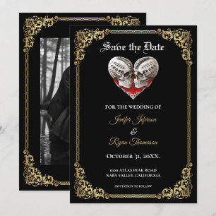 Gothic halloween wedding save the date invitation