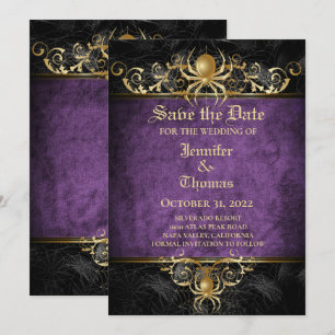Gothic halloween wedding save the date invitation