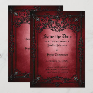 Gothic halloween wedding save the date invitation