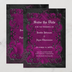 Gothic halloween wedding save the date invitation