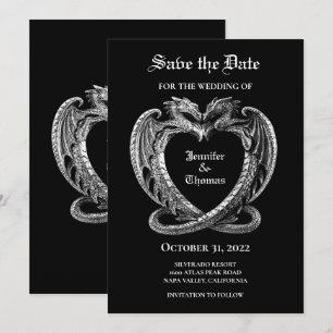 Gothic halloween wedding save the date invitation