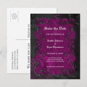 Gothic halloween wedding save the date postcard