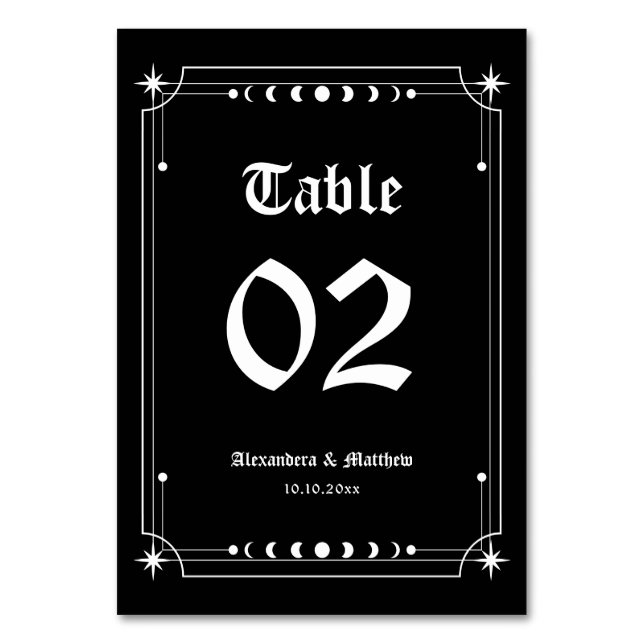 Gothic Halloween Wedding  Table Number (Front)