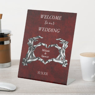 Gothic halloween wedding Welcome Plaque  Pedestal  Pedestal Sign