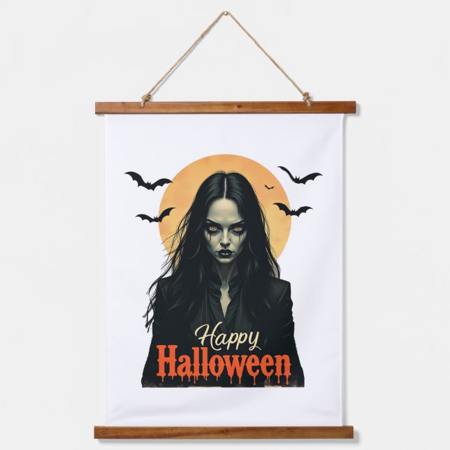 Gothic Halloween Witch Hanging Tapestry (Front)