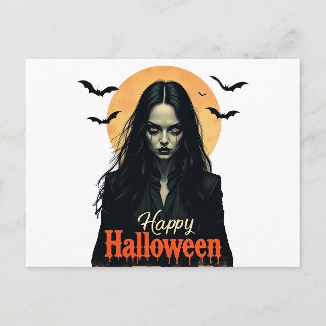 Gothic Halloween Witch Invitation Postcard (Front)
