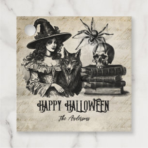 Gothic Halloween witch skull spider wolf Favour Tags