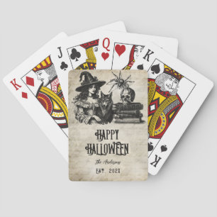 Gothic Halloween witch skull spider wolf Playing Cards