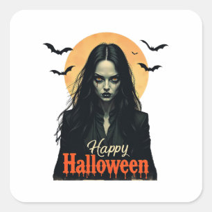 Gothic Halloween Witch Square Sticker