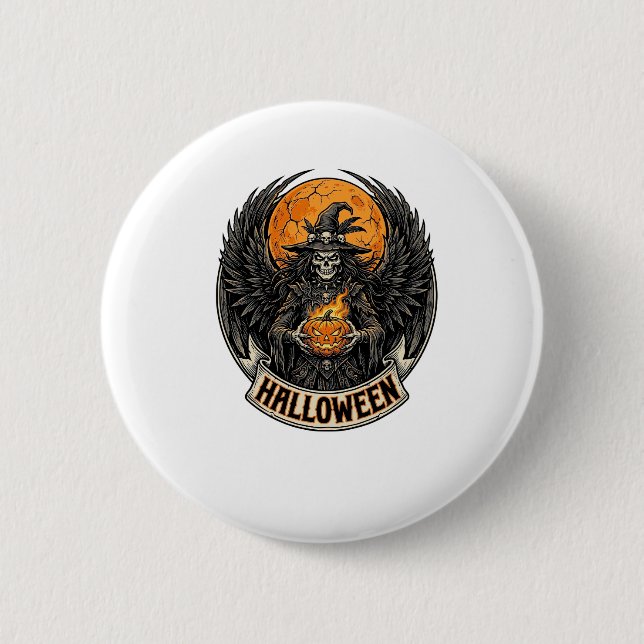 Gothic Halloween Witch Vintage 2 Inch Round Button (Front)