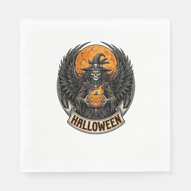 Gothic Halloween Witch Vintage Napkin (Front)