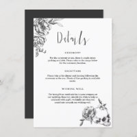 Gothic Hand drawn Flowers Detail Enclosure Card
