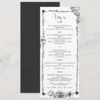 Gothic Hand drawn Flowers Menu Card