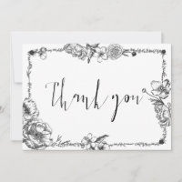 Gothic Hand drawn Flowers Skull bridesmaid card