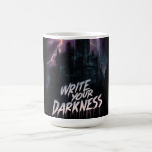Gothic Haunted Castle Under Thunderstorm with Text Coffee Mug