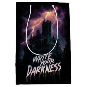 Gothic Haunted Castle Under Thunderstorm with Text Medium Gift Bag