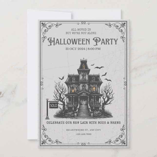 Gothic Haunted House Halloween Party Invitation |  (Front)