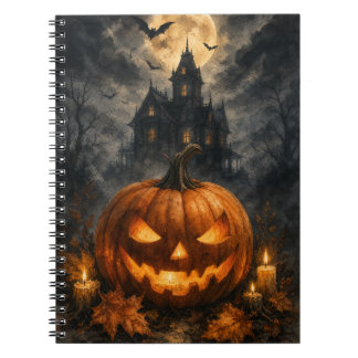Gothic Haunted House Halloween Pumpkin Notebook