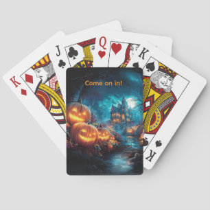 Gothic Haunted House Jack-O-Lanterns  Playing Cards