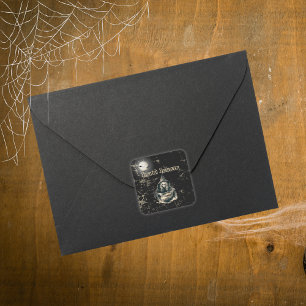 Gothic Haunted House Witch Halloween Party Square Sticker