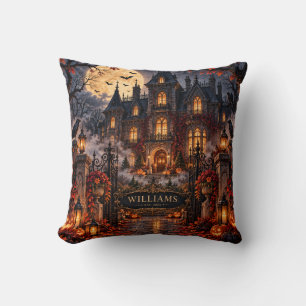 Gothic Haunted Mansion Halloween Throw Pillow