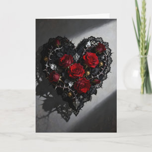 Gothic Heart and Roses Valentine's Day Holiday Card