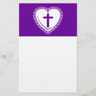 Gothic Heart + Cross (Purple + White) Stationery