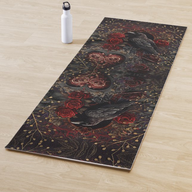 Gothic Heart Dark Beauty Romance Yoga Mat (In Situ)