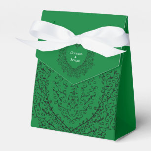 Gothic Heart-Favour Box Tent Style Green & Black