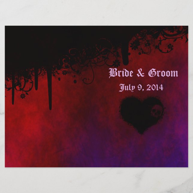Gothic Heart Folded Wedding Program (Front)