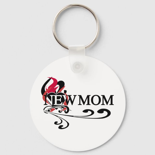 Gothic Heart New Mom Keychain (Front)