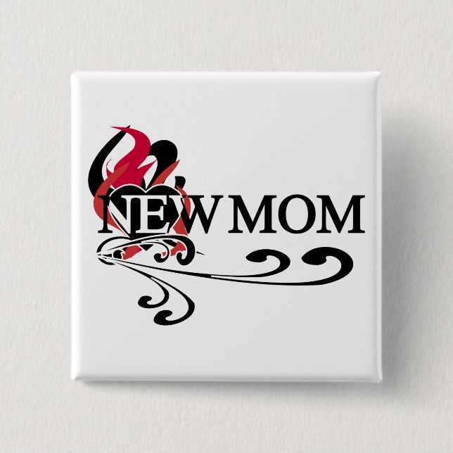 Gothic Heart New Mom Tshirts and Gifts 2 Inch Square Button (Front)