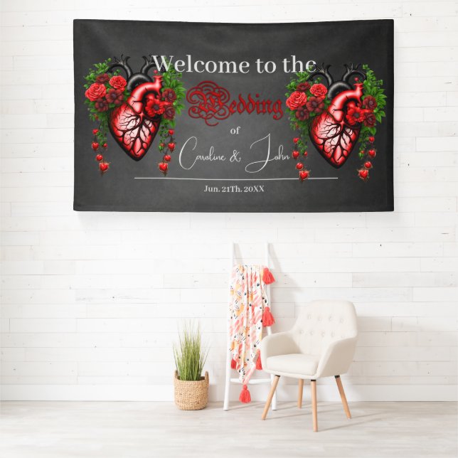 Gothic heart red flowers banner (Insitu)