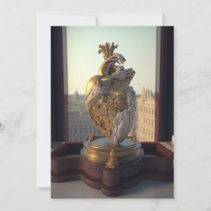 Gothic Heart sculpture on wooden display Holiday Card