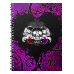 Gothic Heart Skulls and Roses Notebook