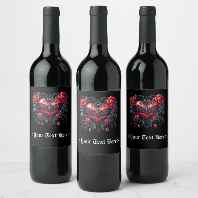 Gothic Heart Valentine Bottle Labels (Bottles)