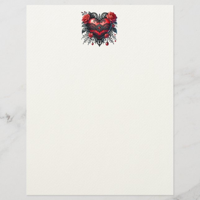Gothic Heart Valentine Letterhead (Front)