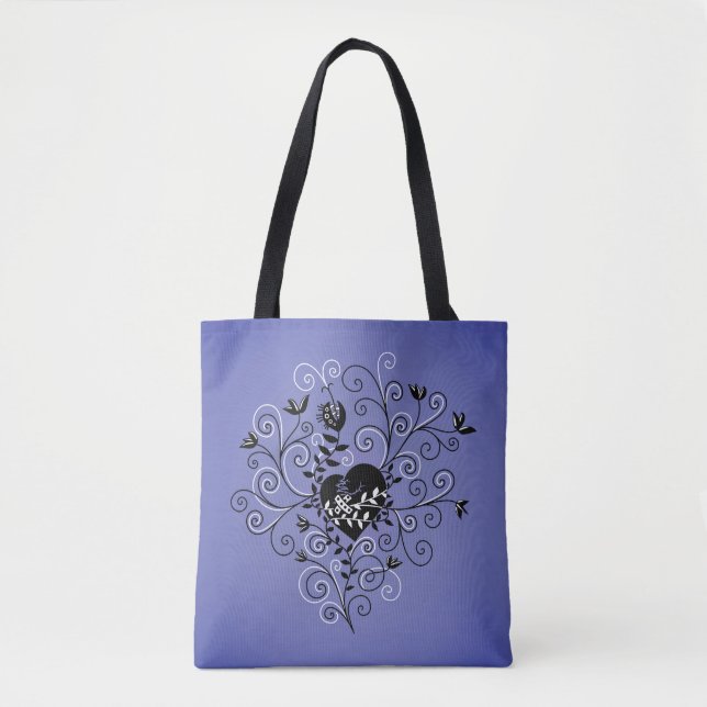 Gothic Heart With Band-Aid Black And Purple Tote Bag (Front)