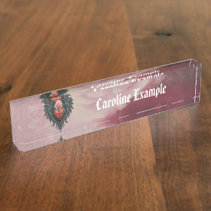 Gothic Heart with Bloom and Wings. Nameplate