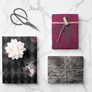 Gothic Heart Wrapping Paper Sheets